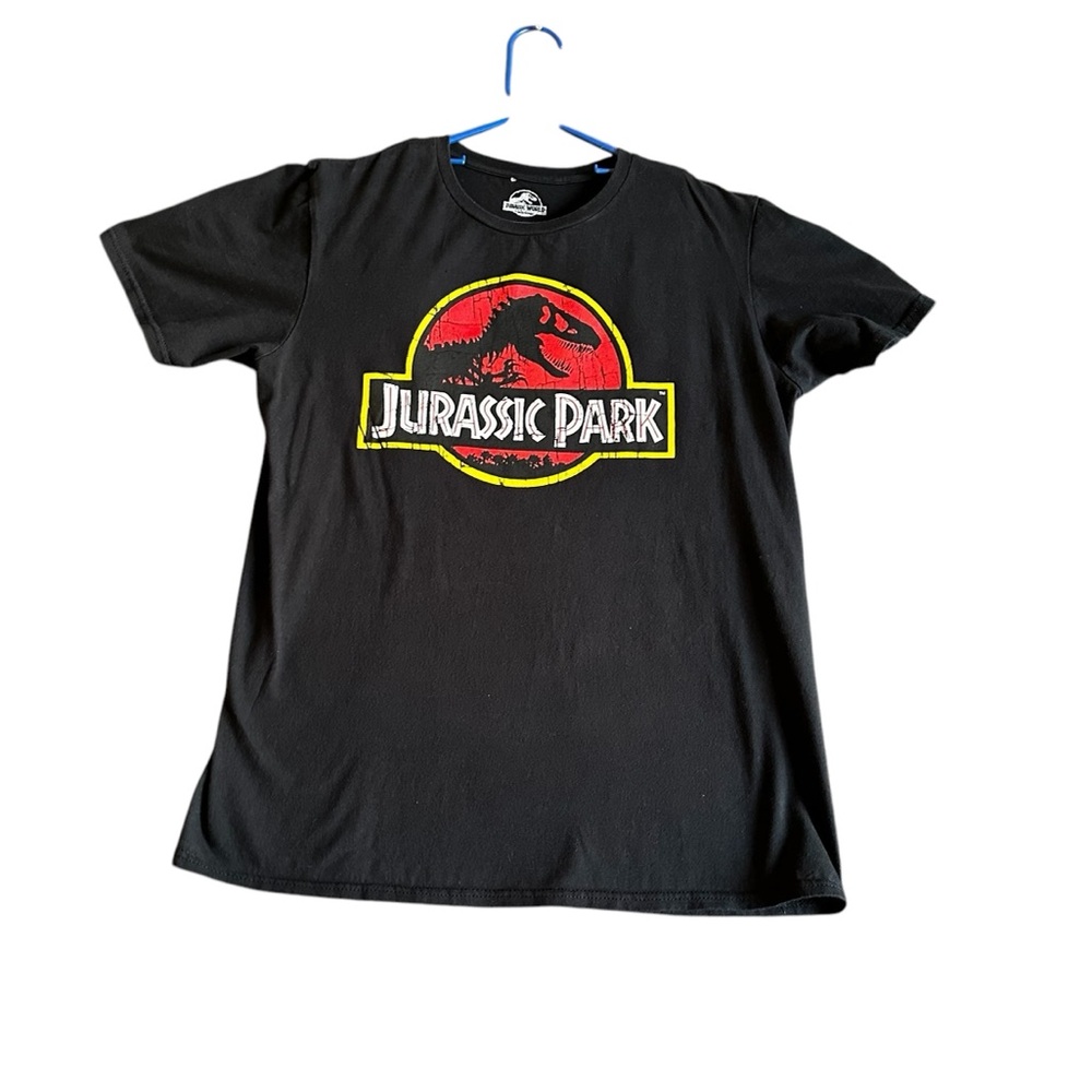 JURASSIC WORLD MENS BLACK GRAPHIC JURASSIC PARK T-SHIRT SZ MEDIUM